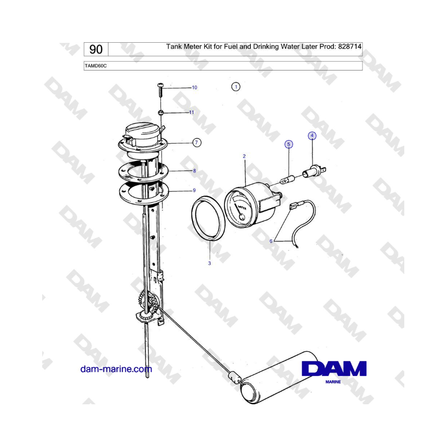 Volvo Penta TAMD60C - Tank Meter Kit for Fuel and Drinking Water Later Prod: 828714