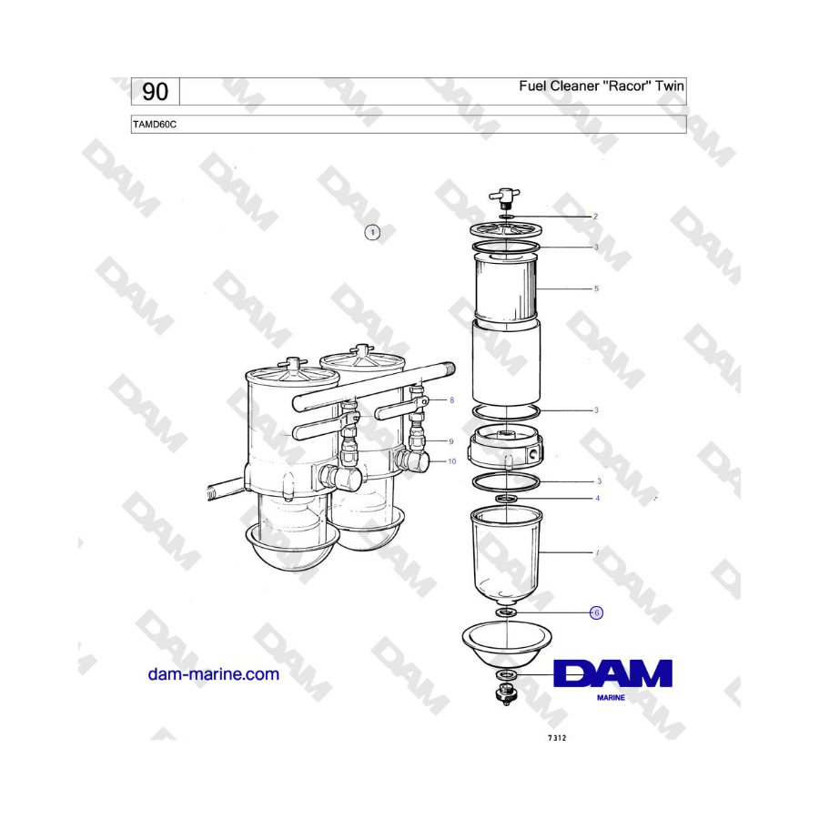 Volvo Penta TAMD60C - Fuel Cleaner ''Racor'' Twin 