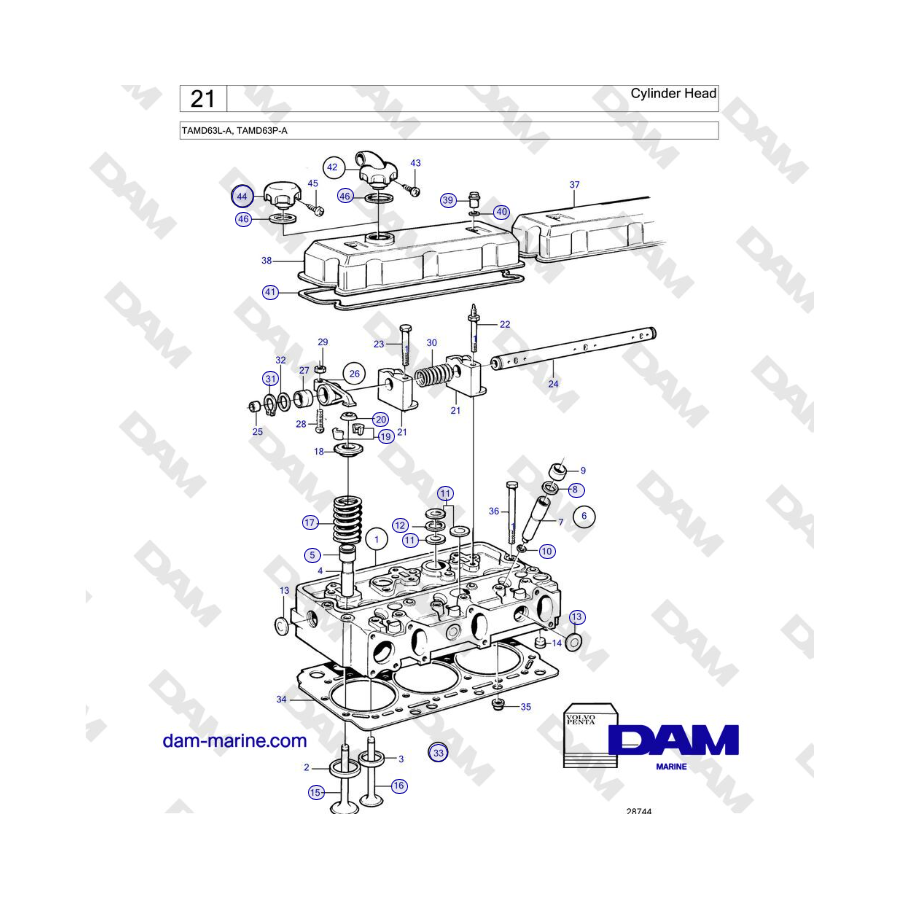 Volvo Penta TAMD63L-A, TAMD63P-A - Cylinder Head 