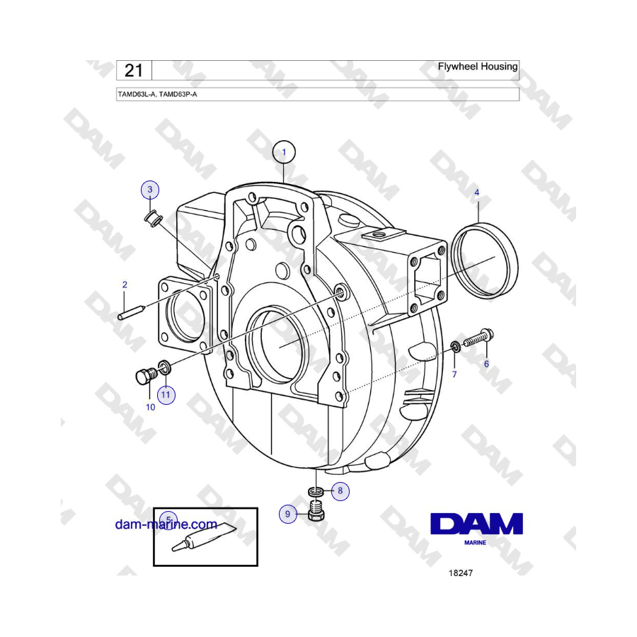 Volvo Penta TAMD63L-A, TAMD63P-A - Flywheel Housing