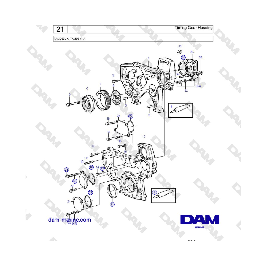 Volvo Penta TAMD63L-A, TAMD63P-A - Timing Gear Housing