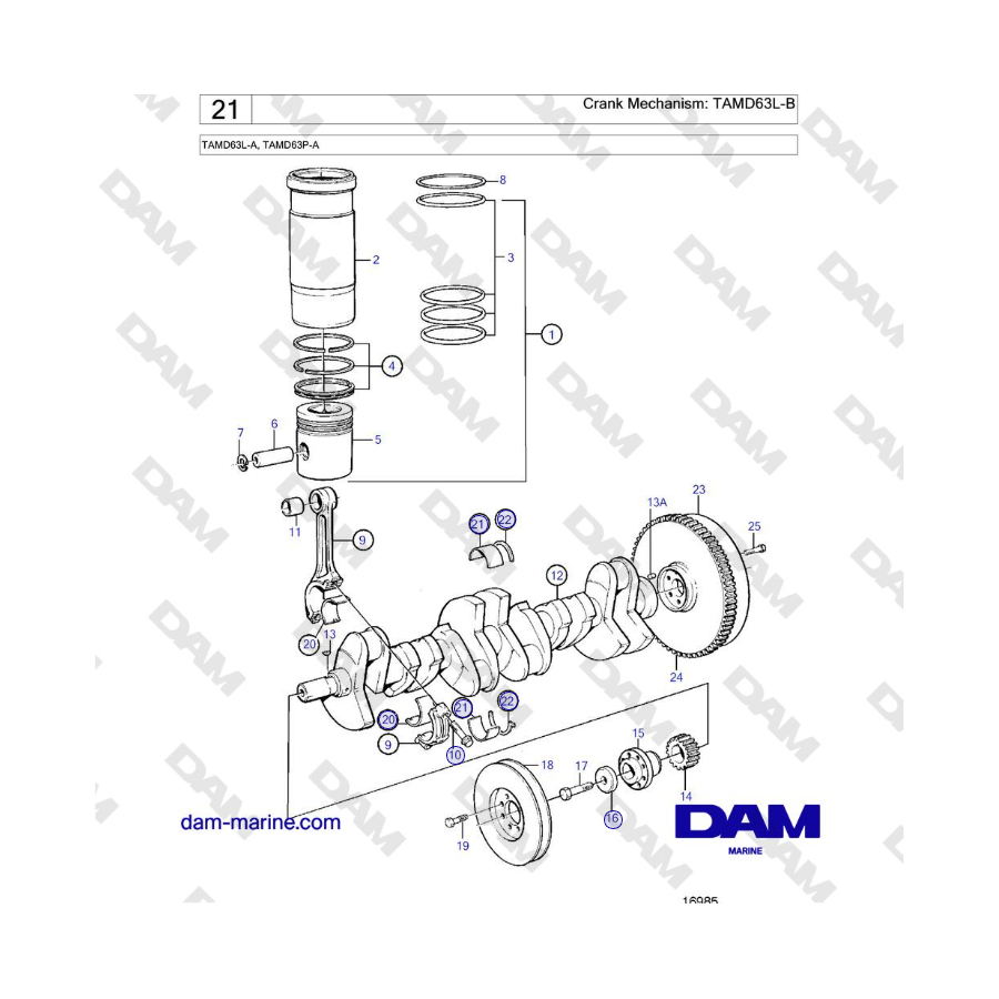 Volvo Penta TAMD63L-A, TAMD63P-A - Crank Mechanism: TAMD63L-B