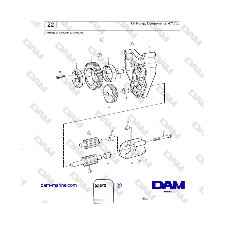 Volvo Penta TAMD63L-A, TAMD63P-A - Oil Pump, Components: 471733