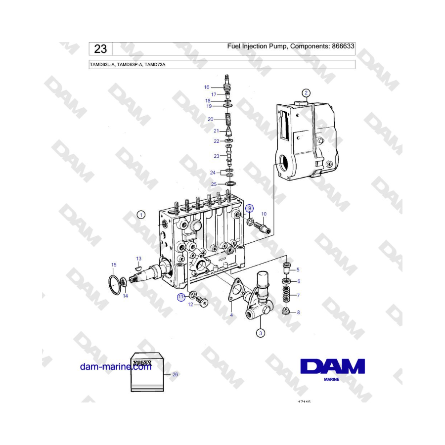 Volvo Penta TAMD63L-A, TAMD63P-A, TAMD72A - Fuel Injection Pump ...