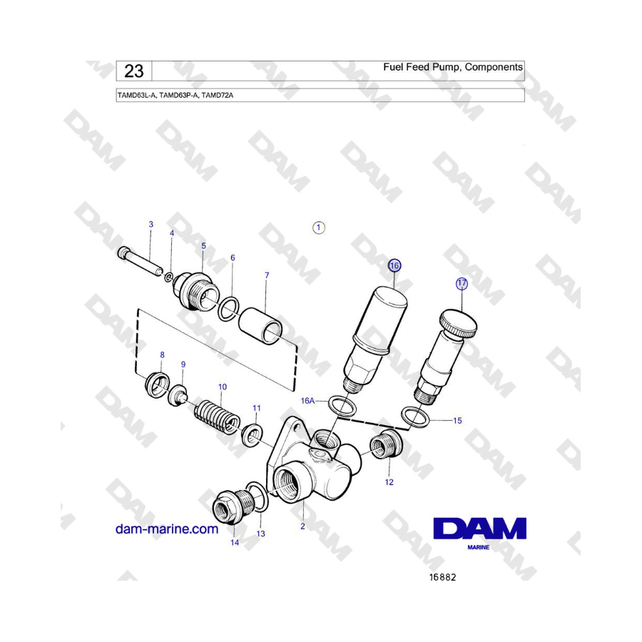 Volvo Penta TAMD63L-A, TAMD63P-A, TAMD72A - Fuel Feed Pump, Components