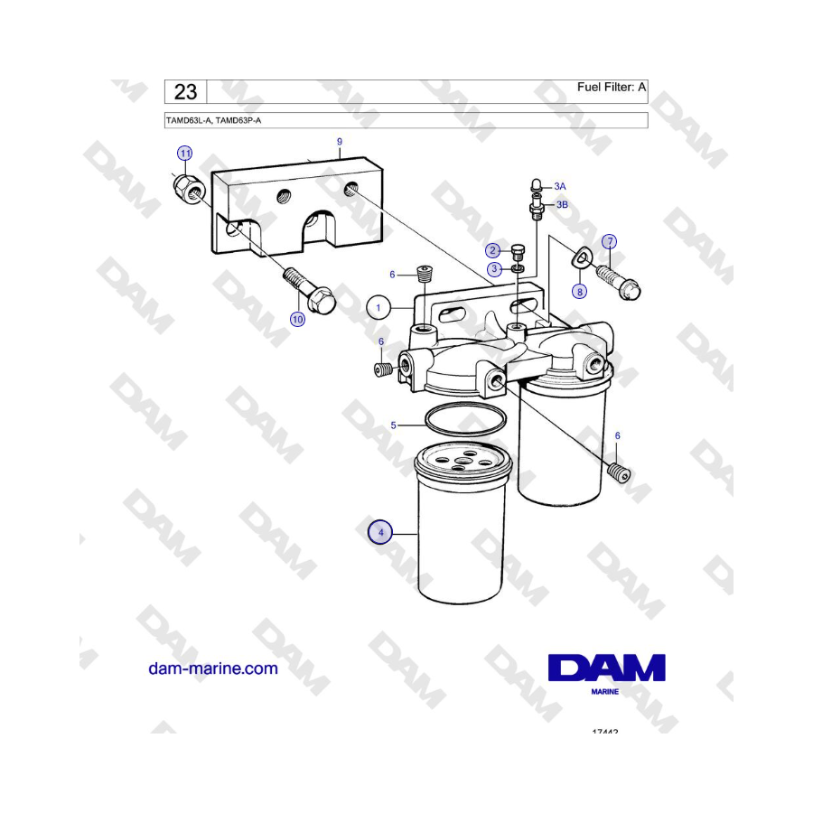 Volvo Penta TAMD63L-A, TAMD63P-A - Fuel Filter: A