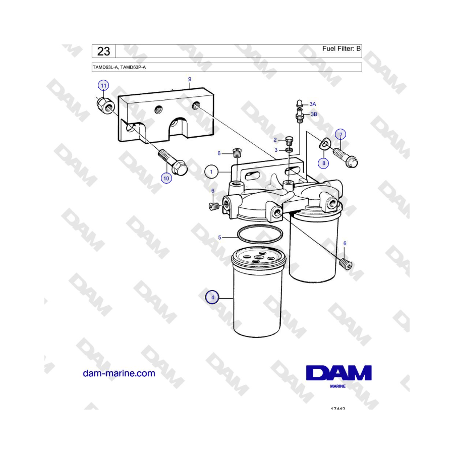 Volvo Penta TAMD63L-A, TAMD63P-A - Fuel Filter: B