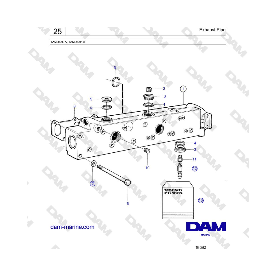 Volvo Penta TAMD63L-A, TAMD63P-A - Exhaust Pipe