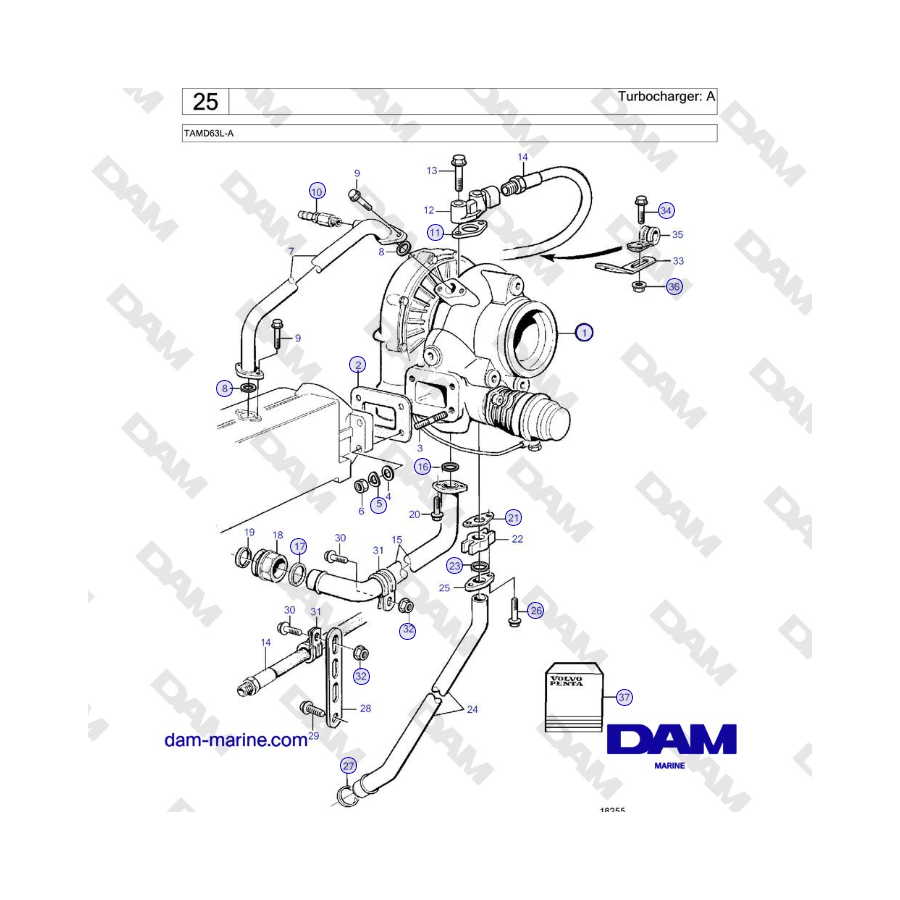 Volvo Penta TAMD63L-A - Turbocharger: A