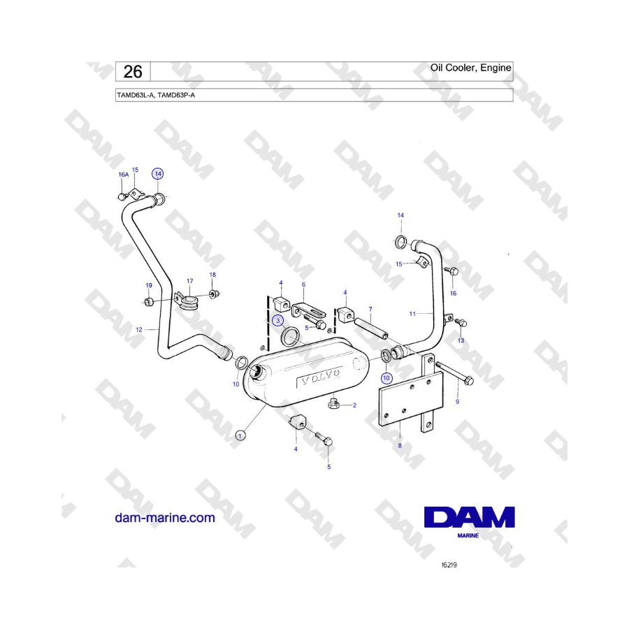 Volvo Penta TAMD63L-A, TAMD63P-A - Oil Cooler, Engine 