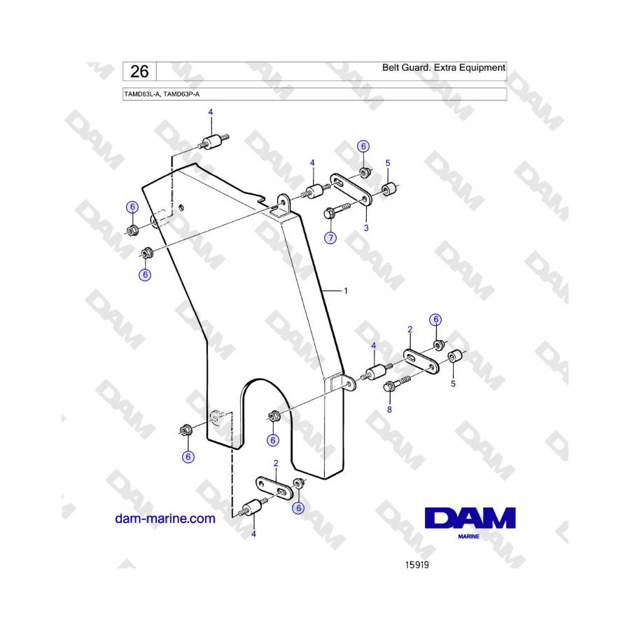 Volvo Penta TAMD63L-A, TAMD63P-A - Belt Guard. Extra Equipment