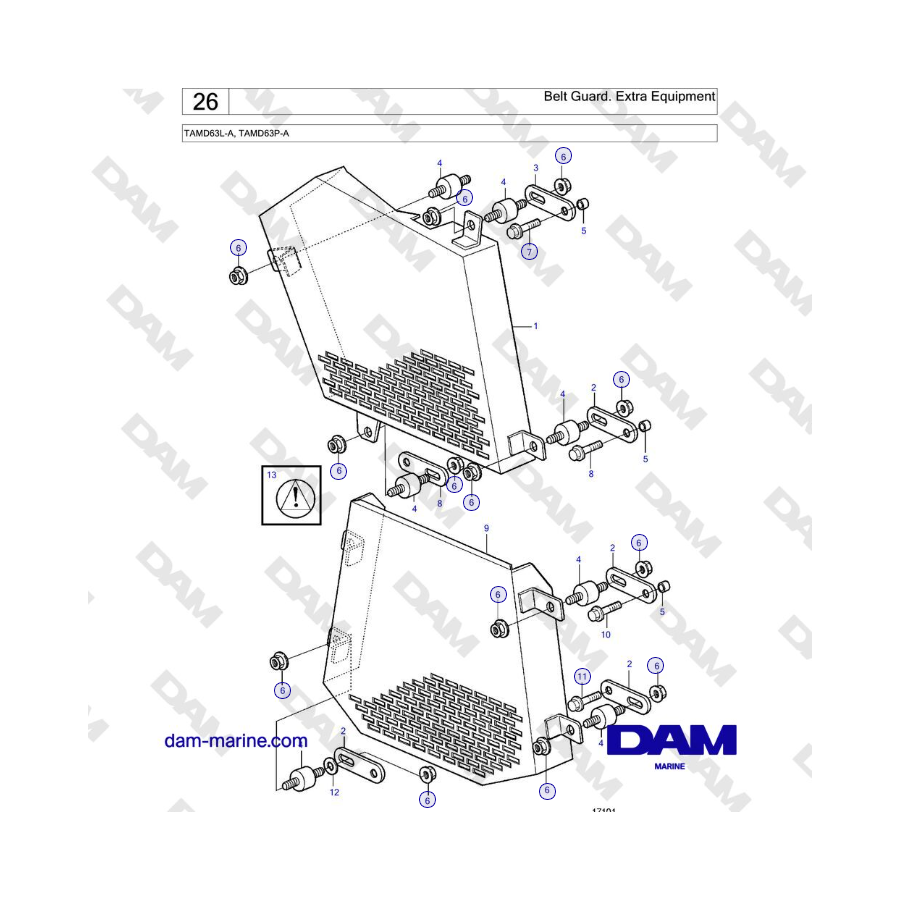 Volvo Penta TAMD63L-A, TAMD63P-A - Belt Guard. Extra Equipment 