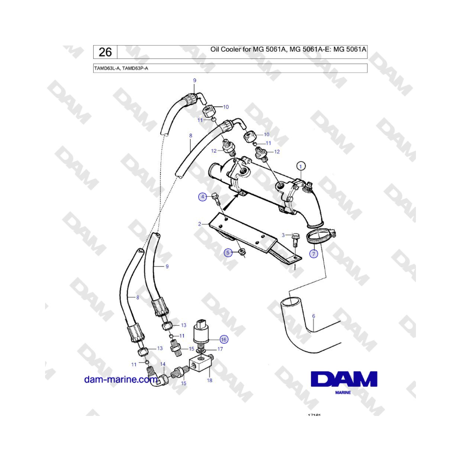 Volvo Penta TAMD63L-A, TAMD63P-A - Oil Cooler for MG 5061A, MG 5061A-E: MG 5061A 