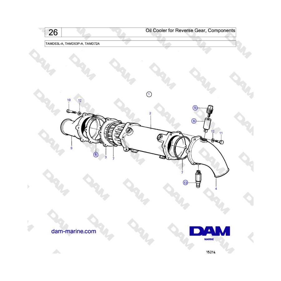 Volvo Penta TAMD63L-A, TAMD63P-A, TAMD72A - Oil Cooler for Reverse Gear, Components 