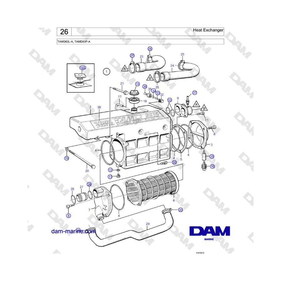 Volvo Penta TAMD63L-A, TAMD63P-A - Heat Exchanger