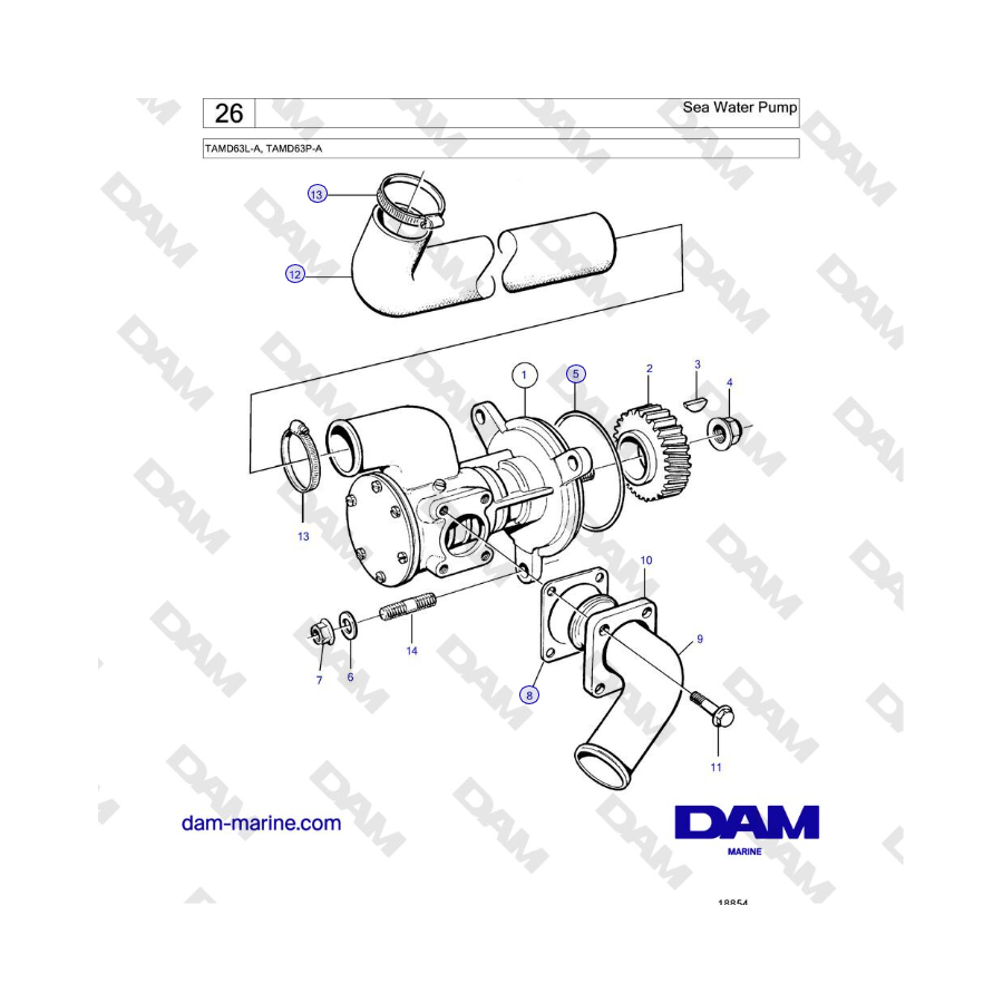 Volvo Penta TAMD63L-A, TAMD63P-A - Sea Water Pump