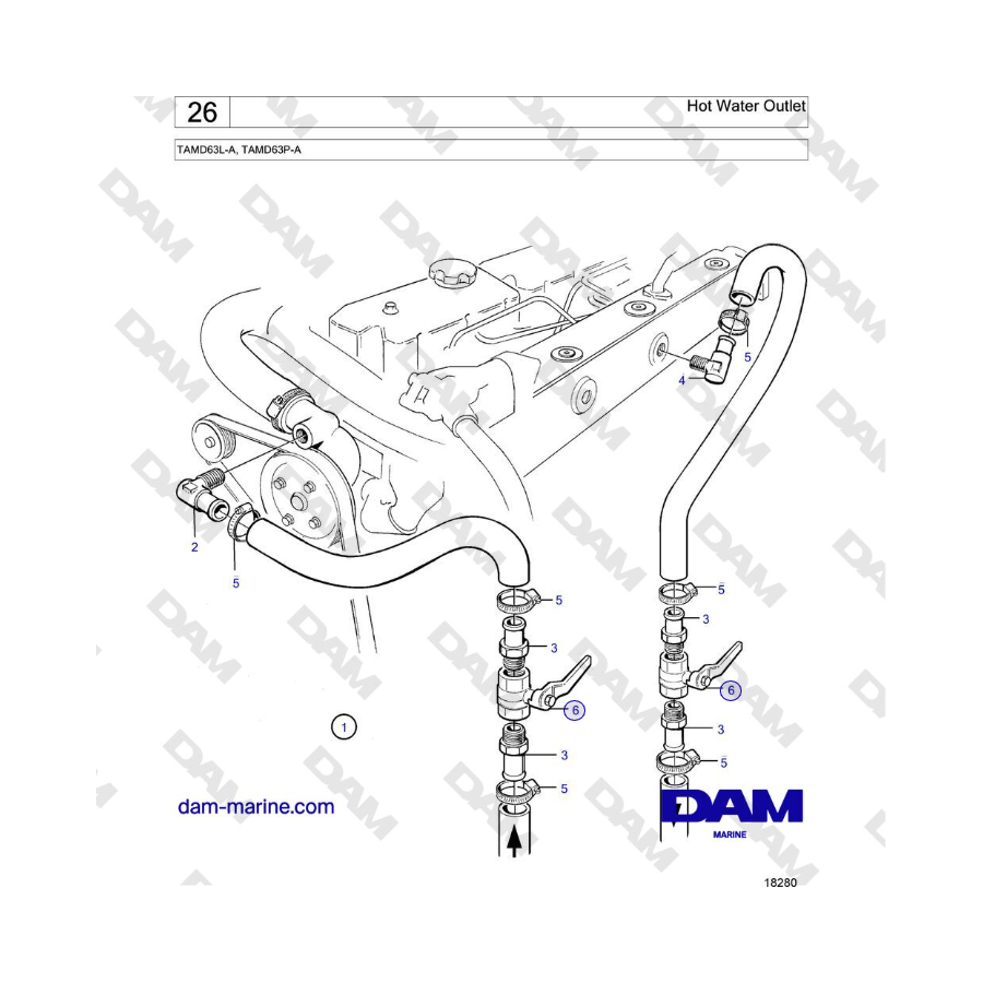 Volvo Penta TAMD63L-A, TAMD63P-A - Hot Water Outlet