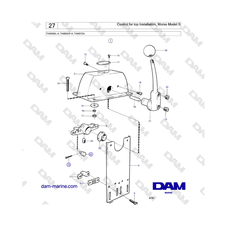 Volvo Penta TAMD63L-A, TAMD63P-A, TAMD72A - Control for top Installation, Morse Model S