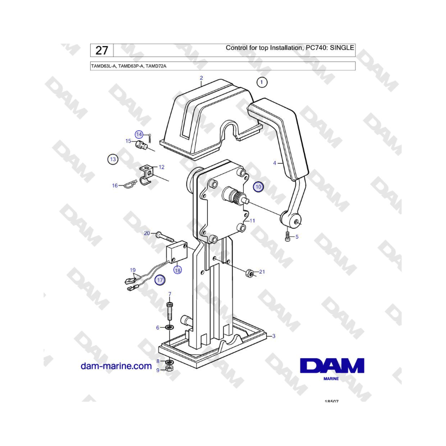 Volvo Penta TAMD63L-A, TAMD63P-A, TAMD72A - Control for top Installation, PC740: SINGLE