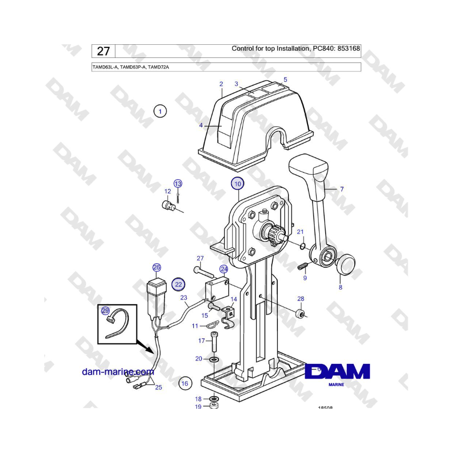 Volvo Penta TAMD63L-A, TAMD63P-A, TAMD72A - Control for top Installation, PC840: 853168