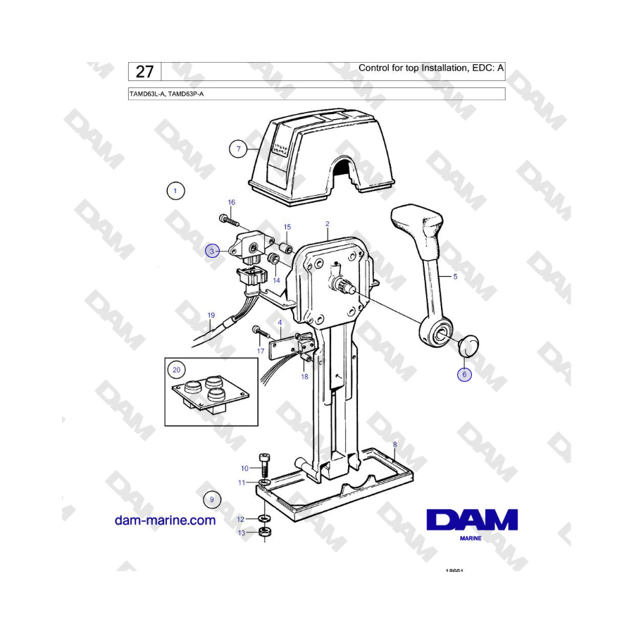 Volvo Penta TAMD63L-A, TAMD63P-A - Control for top Installation, EDC: A