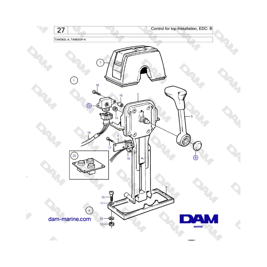 Volvo Penta TAMD63L-A, TAMD63P-A - Control for top Installation, EDC: B