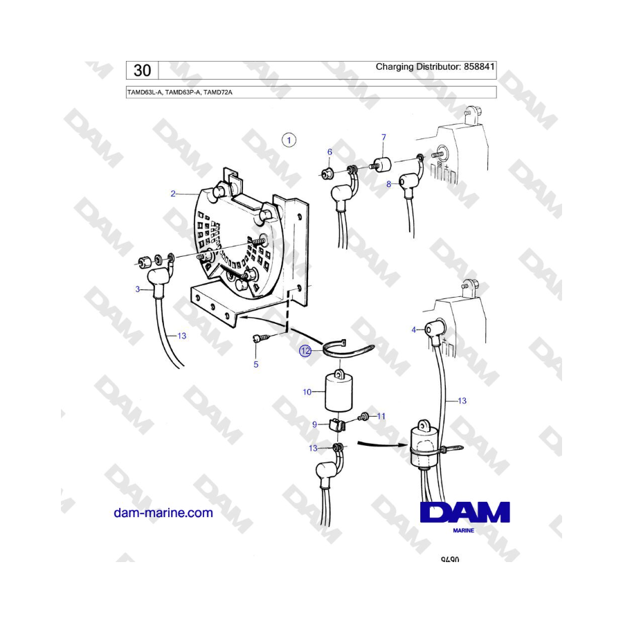 Volvo Penta TAMD63L-A, TAMD63P-A, TAMD72A - Charging Distributor: 859499