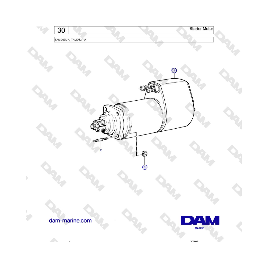 Volvo Penta TAMD63L-A, TAMD63P-A - Starter Motor