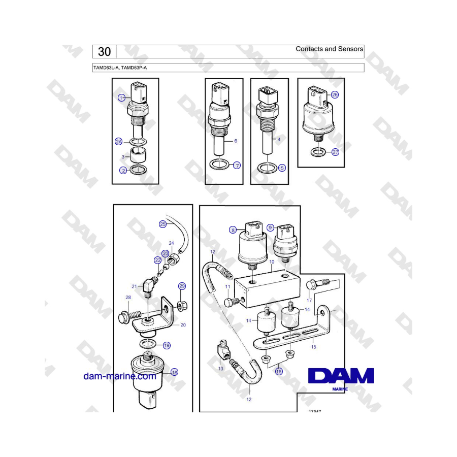 Volvo Penta TAMD63L-A, TAMD63P-A - Contacts and Sensors 