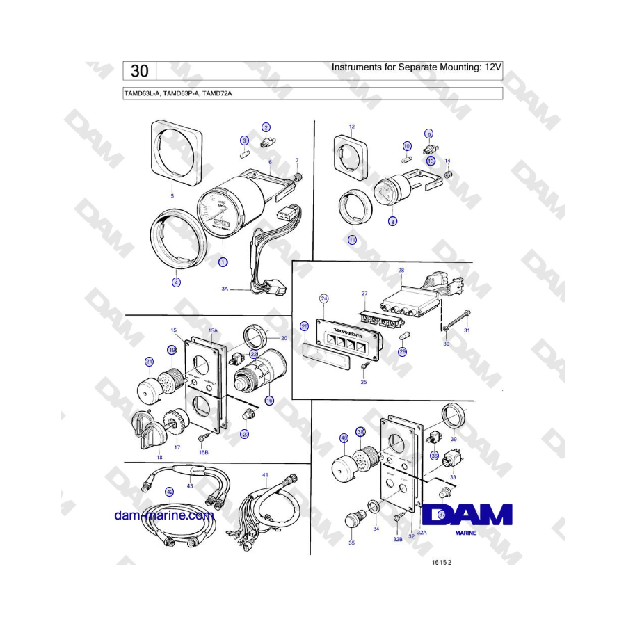 Volvo Penta TAMD63L-A, TAMD63P-A, TAMD72A - Instruments for Separate Mounting: 12V