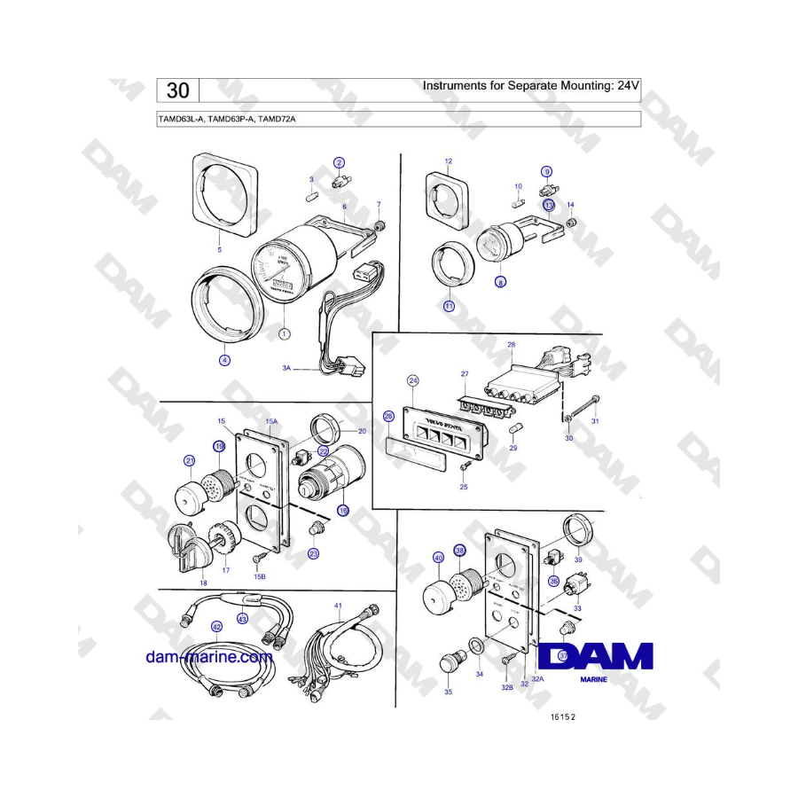 Volvo Penta TAMD63L-A, TAMD63P-A, TAMD72A - Instruments for Separate Mounting: 24V