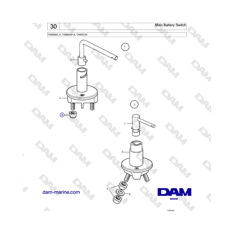 Volvo Penta TAMD63L-A, TAMD63P-A, TAMD72A - Main Battery Switch