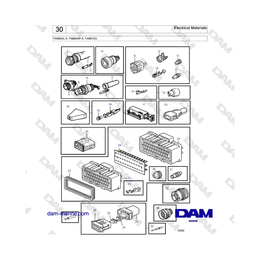 Volvo Penta TAMD63L-A, TAMD63P-A, TAMD72A - Electrical Materials