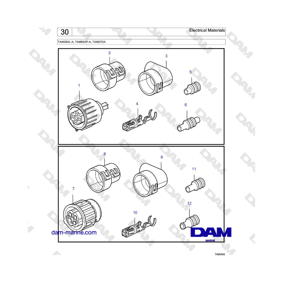 Volvo Penta TAMD63L-A, TAMD63P-A, TAMD72A - Electrical Materials 