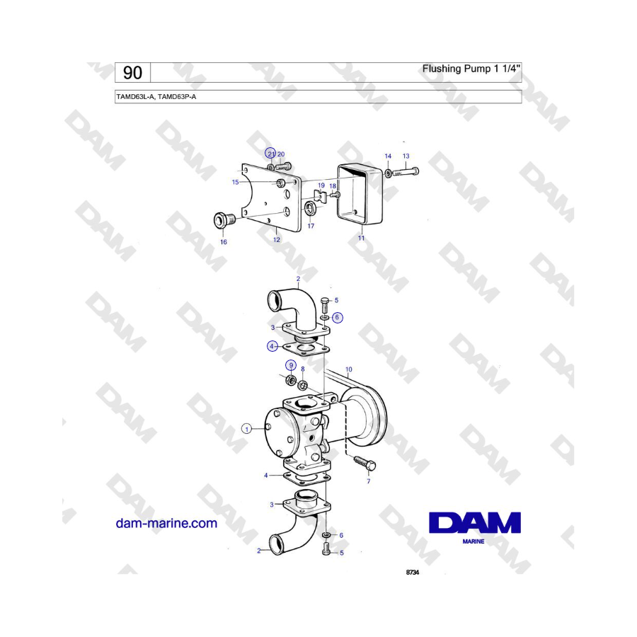 Volvo Penta TAMD63L-A, TAMD63P-A - Flushing Pump 1 1/4''