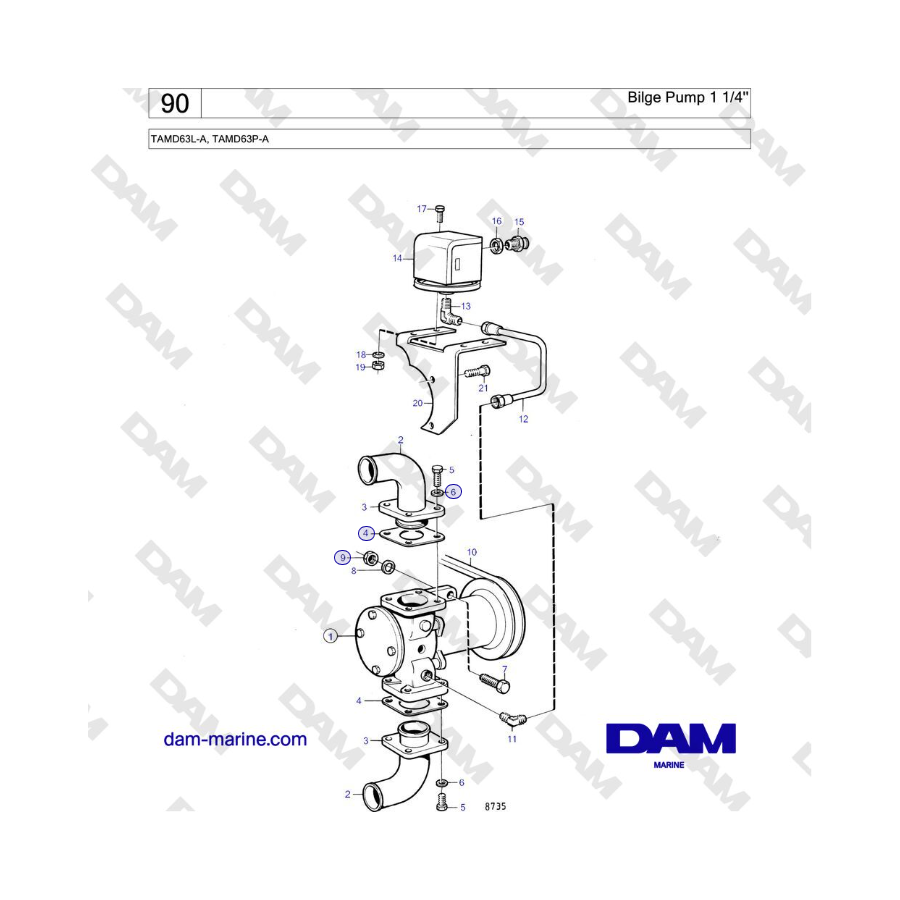 Volvo Penta TAMD63L-A, TAMD63P-A - Bilge Pump 1 1/4''