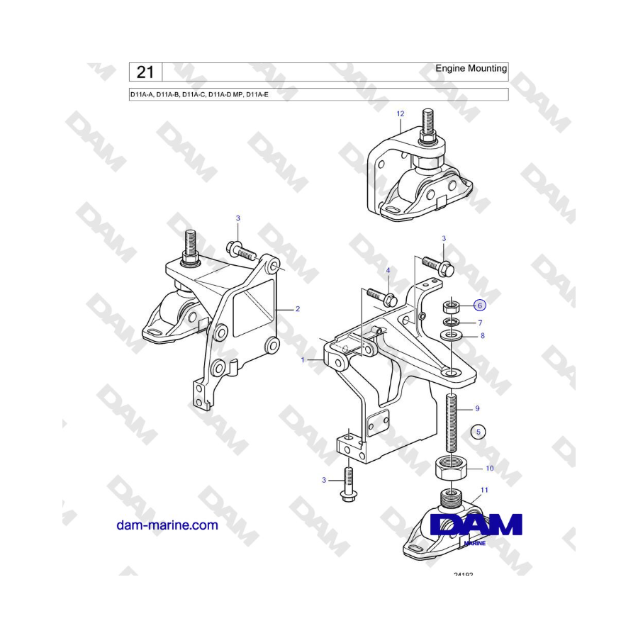 Volvo Penta D11A-A, D11A-B, D11A-C, D11A-D MP, D11A-E - Engine Mounting