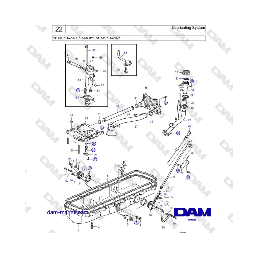 Volvo Penta D11A-C, D11A-D MP, D11A-D (IPS), D11A-E, D11A-C MP - Lubricating System 