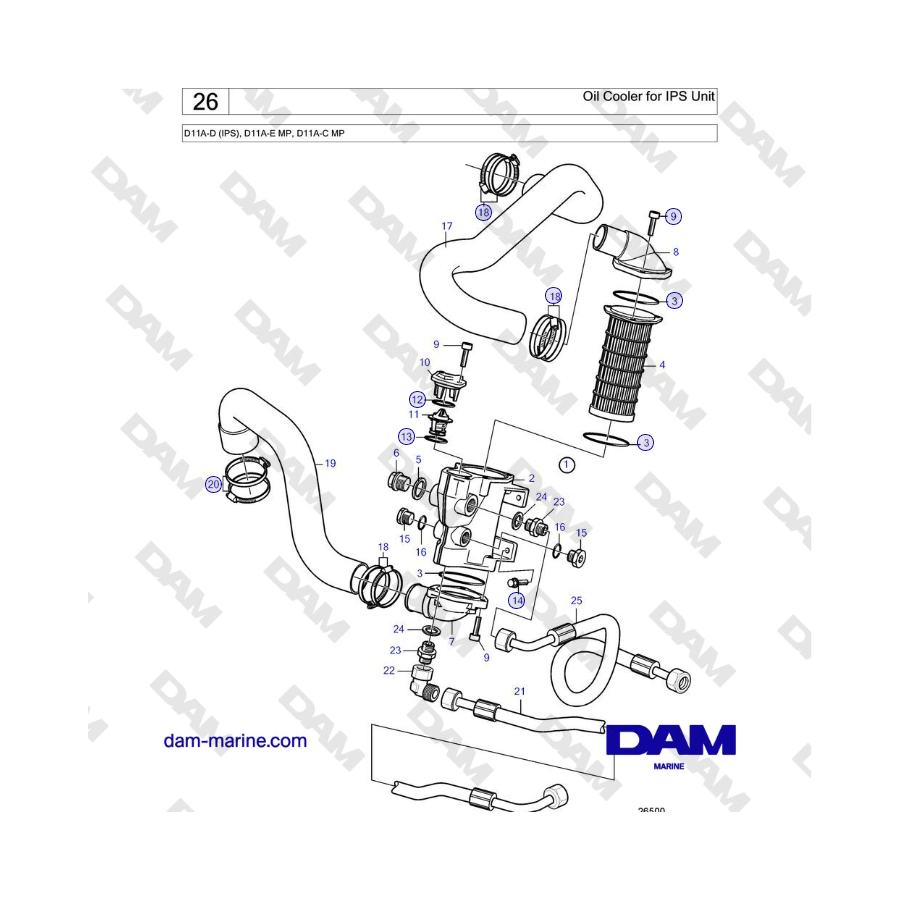 Volvo Penta D11A-D (IPS), D11A-E MP, D11A-C MP - Oil Cooler for IPS Unit