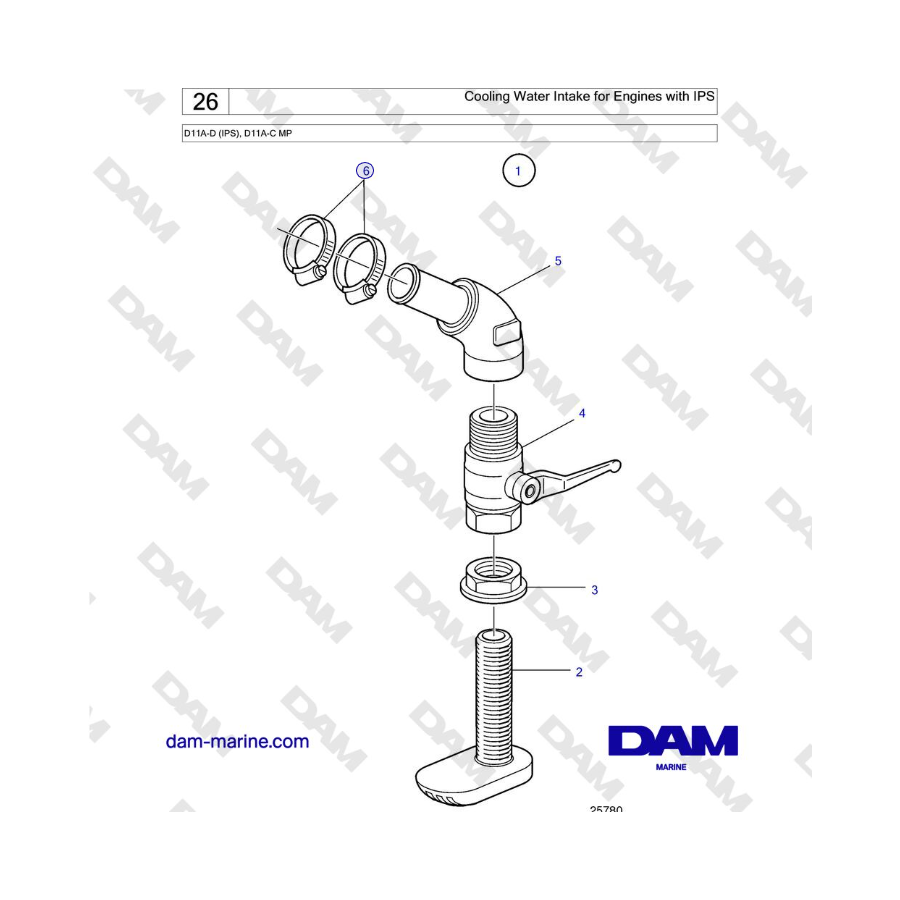 Volvo Penta D11A-D (IPS), D11A-C MP - Cooling Water Intake for Engines with IPS