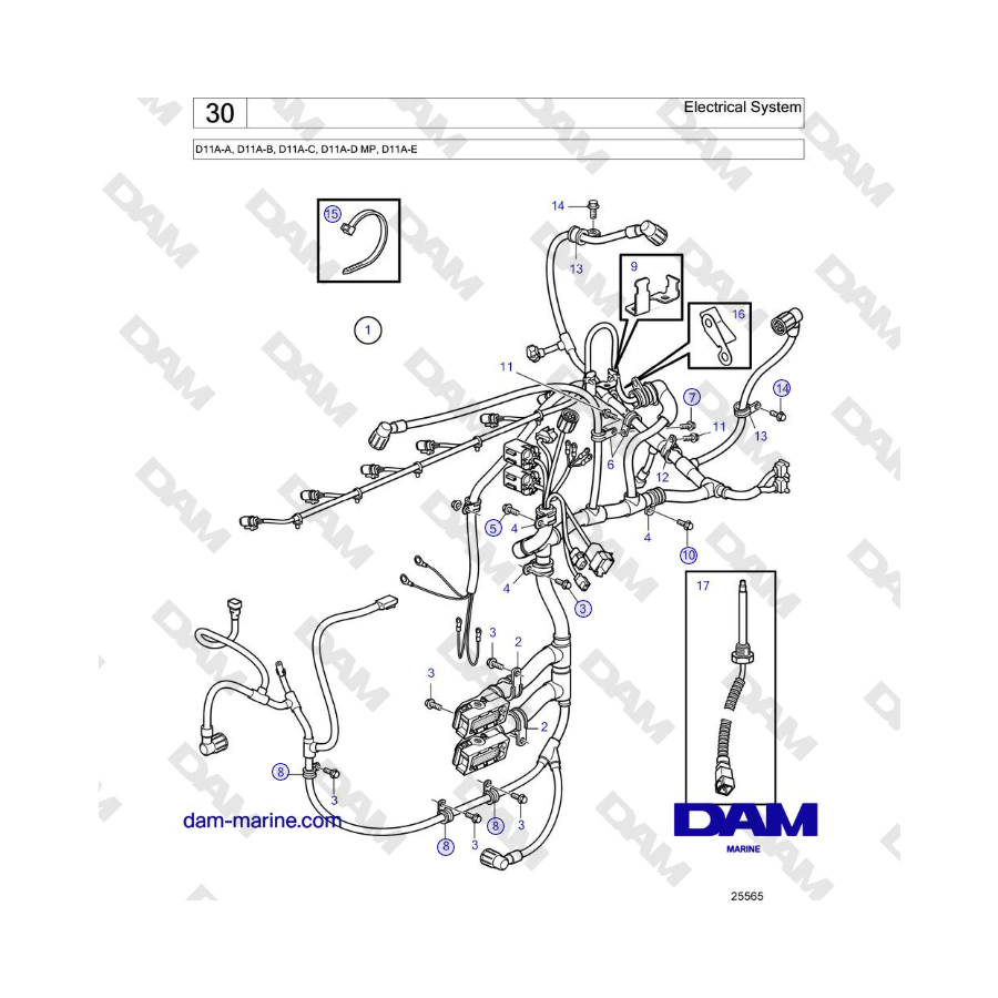 Volvo Penta D11A-A, D11A-B, D11A-C, D11A-D MP, D11A-E - Electrical System