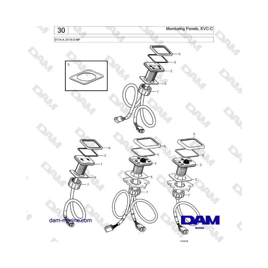 Volvo Penta D11A-A, D11A-D MP - Monitoring Panels, EVC-C