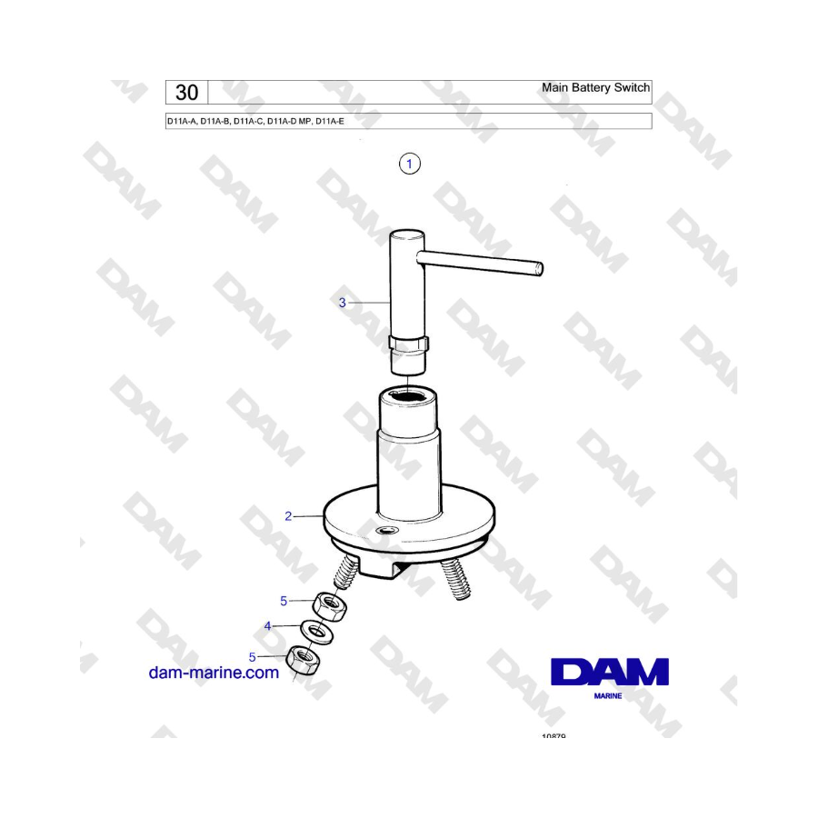 Volvo Penta D11A-A, D11A-B, D11A-C, D11A-D MP, D11A-E - Main Battery Switch