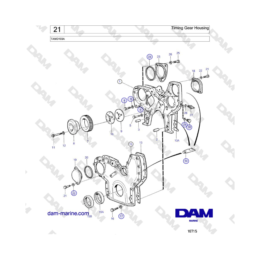 Volvo Penta TAMD103A - Timing Gear Housing