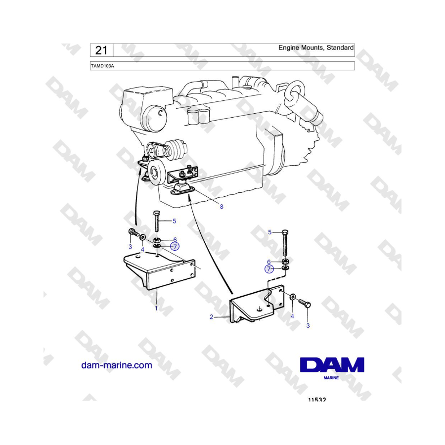 Volvo Penta TAMD103A - Engine Mounts, Standard 