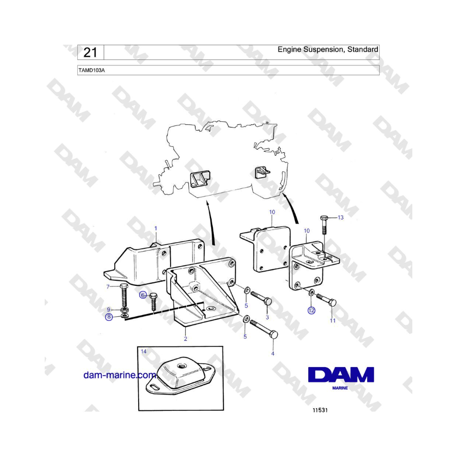 Volvo Penta TAMD103A - Engine Suspension, Standard