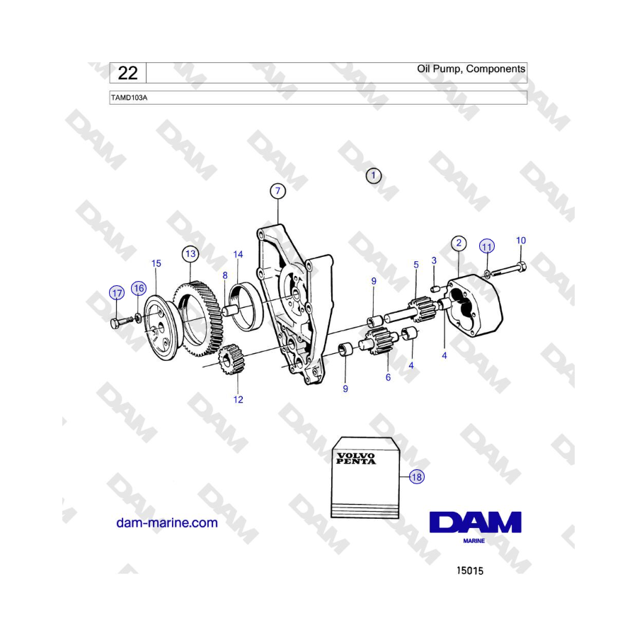 Volvo Penta TAMD103A - Oil Pump, Components