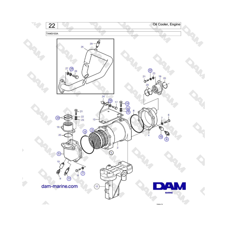 Volvo Penta TAMD103A - Oil Cooler, Engine