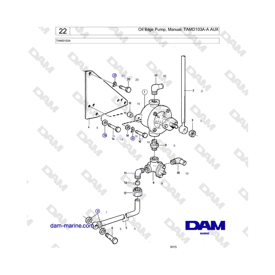 Volvo Penta TAMD103A - Oil Bilge Pump, Manual: TAMD103A-A AUX 