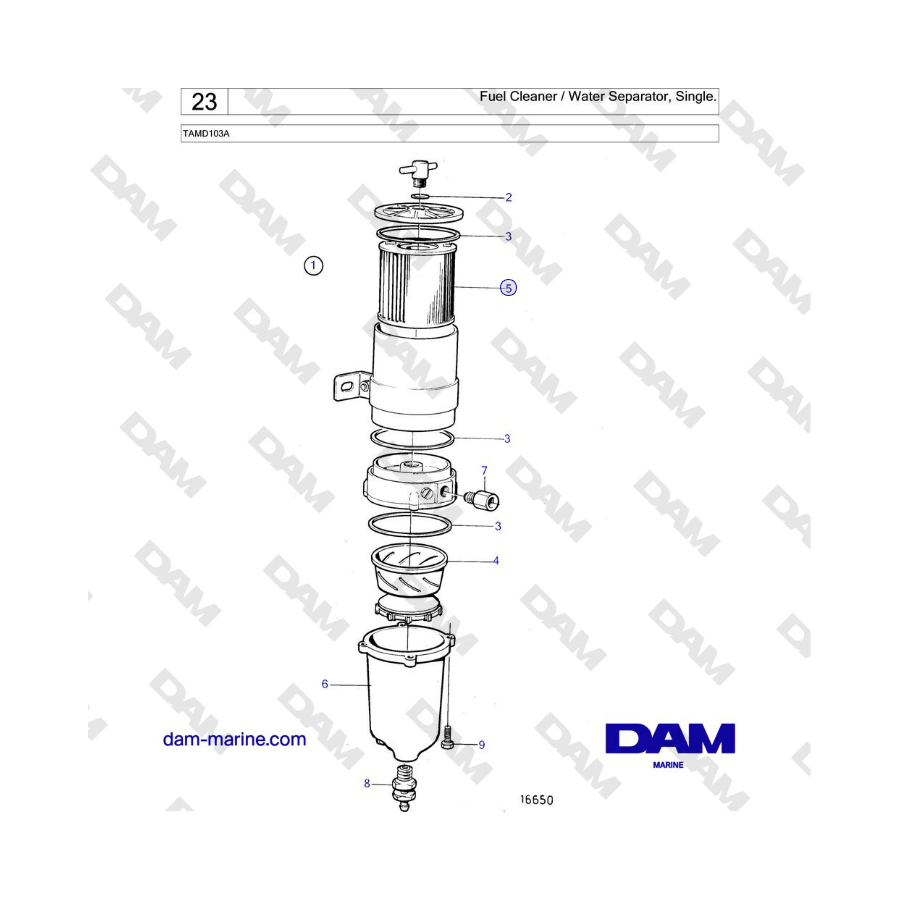 Volvo Penta TAMD103A - Fuel Cleaner / Water Separator, Single. 